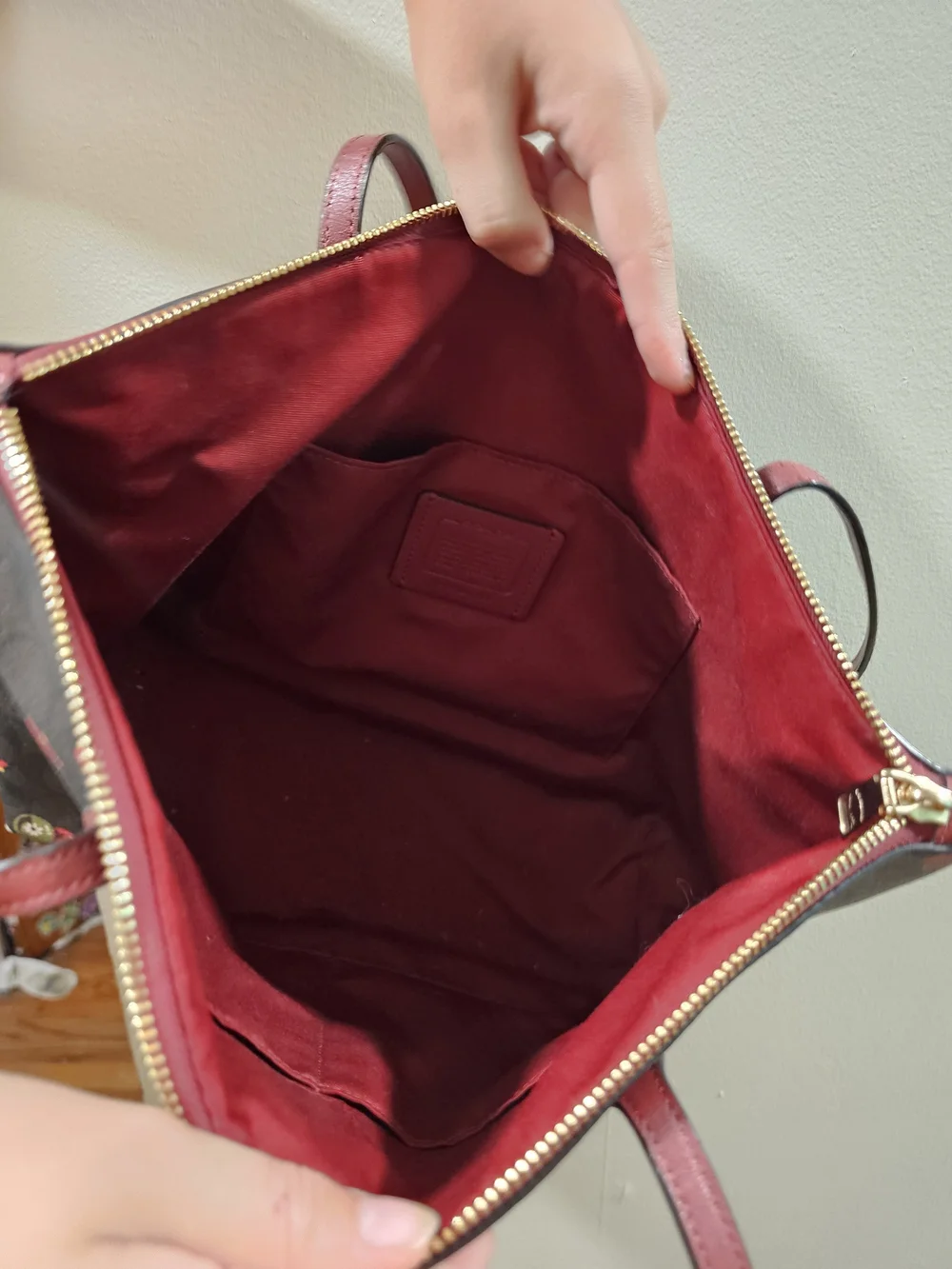 Coach Ornament Print Tote Bag in Red, Green and Gold